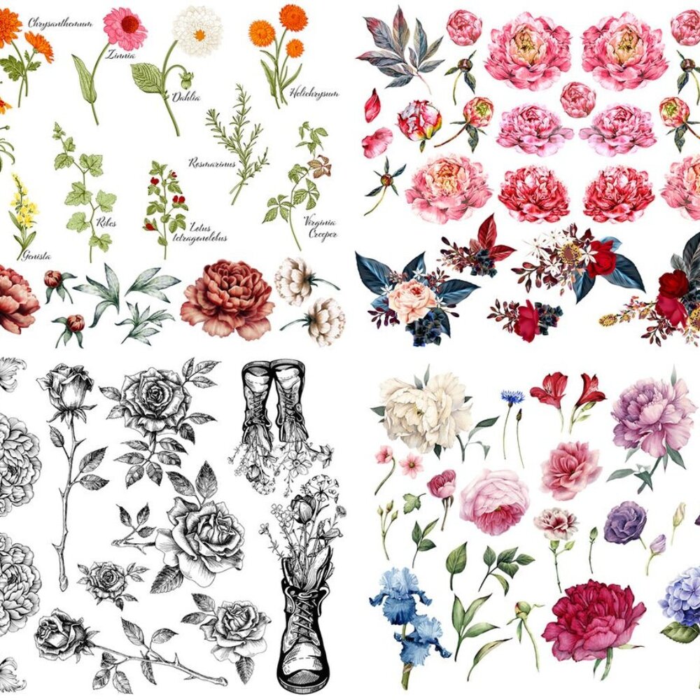 Vintage Floral Transfer - Belles And Whistles~Furniture Transfer/Upcycling/DIY/